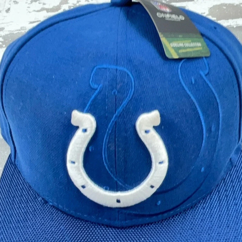 Indianapolis Colts Hat Cap Fitted 7 3/8 59Fifty Big‎ Plain Logo Blue On Field